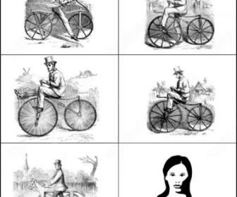 Alte Fahrrad-Zeichnungen-Pinsel
