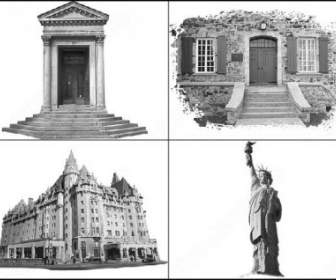 Altbauten Und Statue Von Liberty-Pinsel