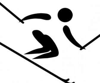 الرسم التخطيطي التزلج الألبي الرياضات الأولمبية قصاصة فنية