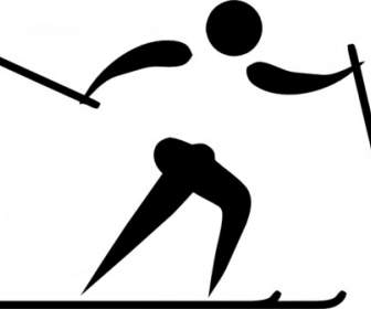 奧林匹克體育跨國家滑雪象形圖剪貼畫