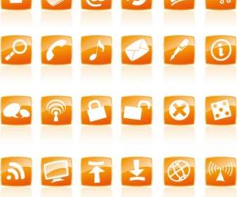 Orange Crystal Style Icon Vector Commonly Used Web