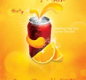Orange Juice Soda Posters Psd Layered