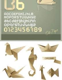 折り紙の文字とグラフィックスのベクトル