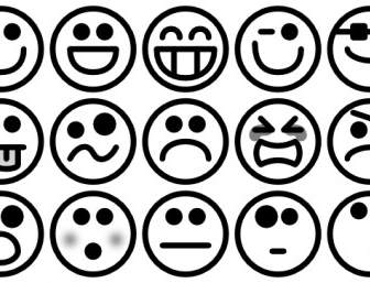 Contorno Smiley ícones Clip-art