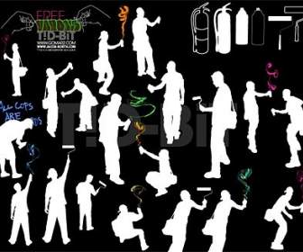 Painting Figures Silhouette Vector