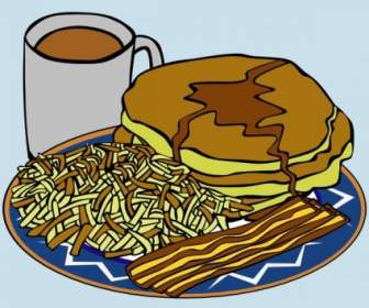 Pancake And Syrup Coffee Bacon Hashbrown Clip Art