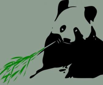 Panda Bear Eating Bamboo Clip Art