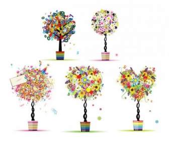 다채로운 나무 벡터의 구성 패턴