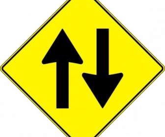 بولبروجرامير الطريق الأصفر علامة اثنين طريقة المرور قصاصة فنية