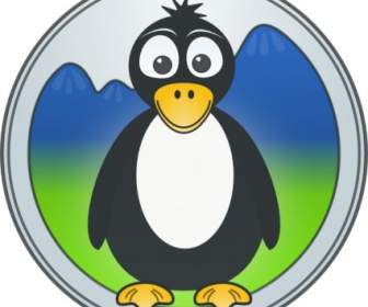 Penguin In The Mountains Clip Art