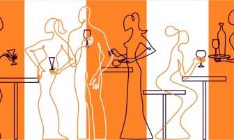 People And Tableware Vector