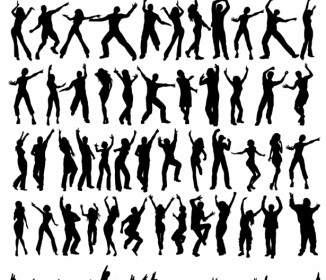 Leute Tanzende Silhouetten Vektor