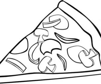 Peperoni Pizza Slice B Und W Clip Art