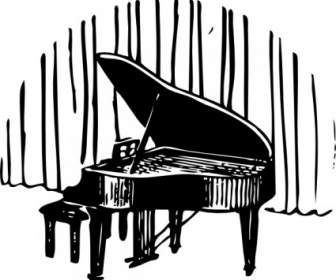 Piano In Front Of Curtain Clip Art