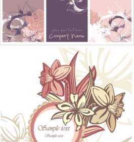 ピンクの花のカードの背景のベクトル