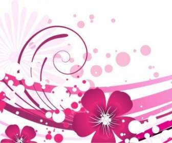 ดอกไม้สีชมพูกับกราฟิกแบบเวกเตอร์พื้นหลังบทคัดย่อ