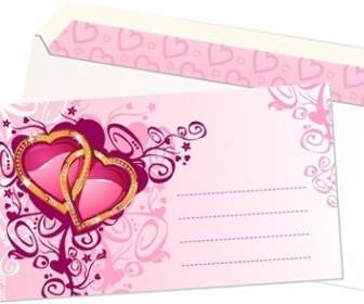 Pink Heart Shaped Pattern Envelope Vector Material