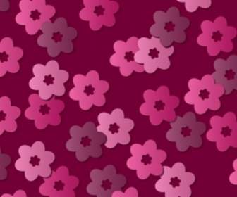 ピンクのレトロな花のベクトル パターン