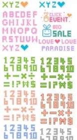 Pixelstyle 字母和數位向量