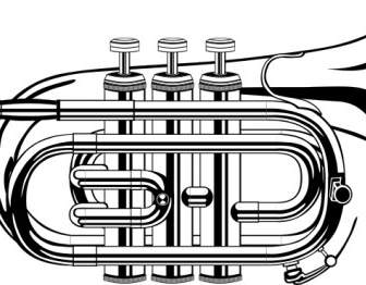 Pocket Trompete Flache B Und W ClipArt