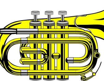 Pocket Trompete B Flach Farbe ClipArt