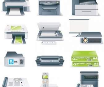 Drucker Fax-Maschinen-Projektoren Und Andere Büro-Ausrüstung-Vektor