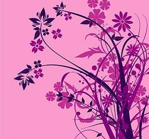 紫色花朵剪影向量時尚