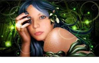 Realistic Drawing Wizard Beauty Vector