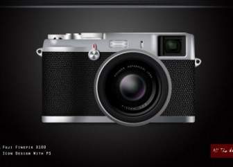 Realistico Fuji X100 Fotocamera Icona Icona