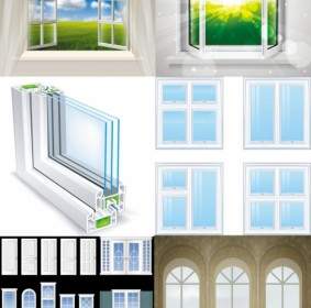 Realistic Windows And Doors Vector