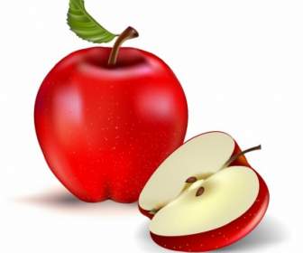 Roter Apfel Und Die Hälfte