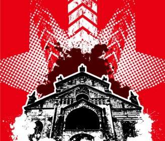 Vector Poster Sfondo Architettonico Rosso