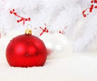Red Bauble With White Balls