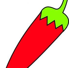 Red Chili With Green Tail Clip Art