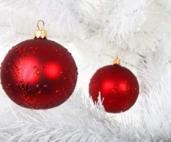 Red Christmas Baubles On Tree