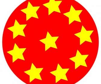 دائرة حمراء مع النجوم قصاصة فنية
