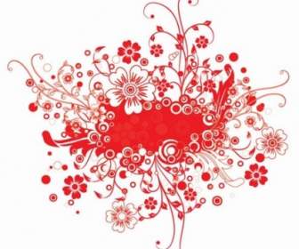 Merah Bingkai Floral Vector Ilustrasi