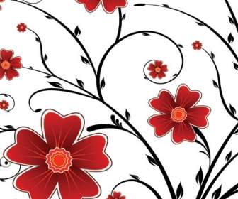 Bunga Merah Latar Belakang Floral Vector Graphics