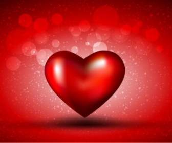 Красное сердце на Векторный рисунок Боке