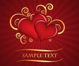 Red Heart Shaped Pattern With The Radiation Background Of Vector Material