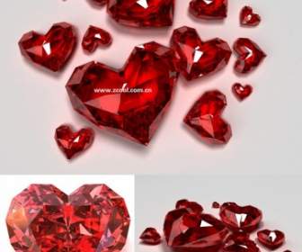 Heartshaped Rosso Brillante Diamante Hd Immagine