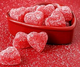 Roter Herzförmiger Süßigkeiten Bild