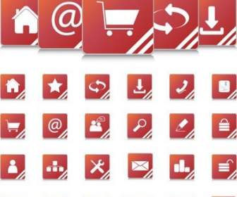 Rote Internet-Ikonen Und Website Buttons