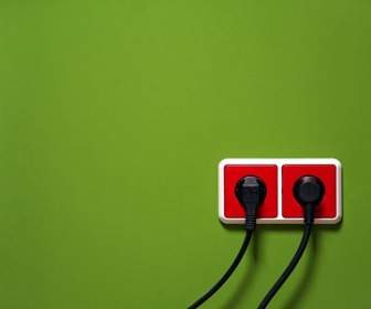 Red On The Green Wall Socket Picture