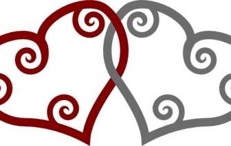 Red Silver Maori Hearts Interlinked Clip Art