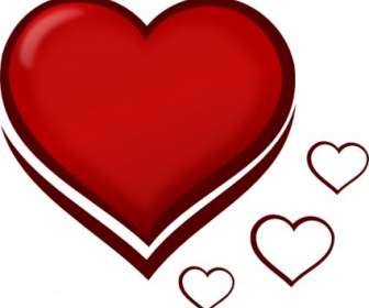 Rote Stilisierte Herz Mit Kleineren Herzen ClipArt