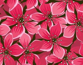 赤ベクトル花パターン