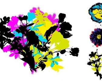 レトロなグランジの花のベクトル