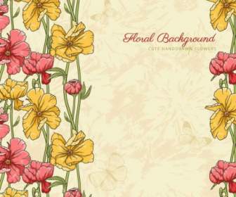 レトロなパターンの花 Background01