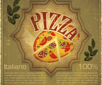 Retro Pizza Background Vector
